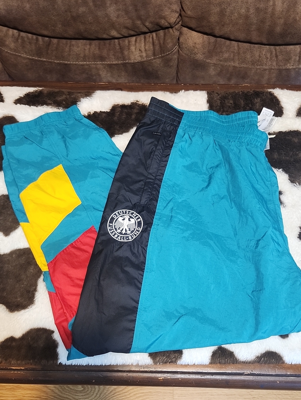 Teal Colorblock Athletic Track Pants with Patch Logo